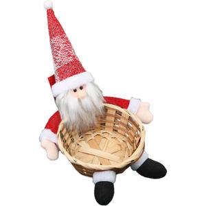 Christmas Candy Bowl Basket Cute Santa Claus Candy Dish Snack Storage Basket Christmas Centerpiece Table Decorations Indoor Sugar Fruit Holder for Dinner Kitchen Home Party Supplies