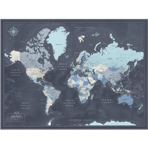 World Map Poster with Pins for Travel Tracking | Laminated Push Pin Travel Map Poster for travel tracking (32 x 24)