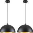Black Large Pendant Light 2 Packs,19.7inches, Kitchen Pendant Lighting, Oversized Modern Pendant Lights, Farmhouse Pendant Lighting, Pendant Light for Bedroom, Kitchen Island, 19.7inch-Ceiling