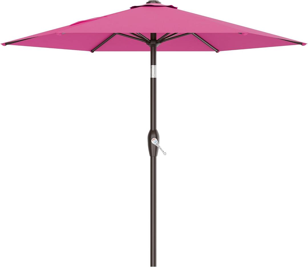 AreShark 7.5FT Patio Umbrella Table Market Umbrella with 6 Sturdy Ribs, Button Tilt/Crank, Heavy-Duty Outdoor Umbrellas for Pool, Deck, Garden and Backyard, Rose Pink
