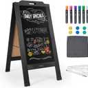 Magnetic Sandwich A-Frame Chalkboard Sign - 40 x 20 Inches, Black Large Wooden Chalk Board for Sidewalk, Stand up Double-Sided Outdoor Easel Display for Restaurant Cafe Shop Wedding Party or Business