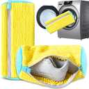 2Pcs Reusable Shoe Washing Machine Bag for Washer and Dryer:Free Up Hands, Prevent Deformation,shoe bag with Zipper Protection Design, Use for all Shoes,Sports Shoes(Yellow)