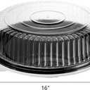 Frcctre 6 Pack 16 inch Plastic Serving Tray with Clear Lid, Heavy Duty Round Large Appetizer Serving Trays Catering Tray Party Platters for Vegetable Catering Picnic