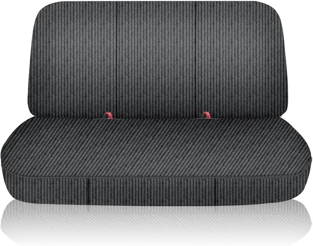 Heavy-Duty Textured Truck Bench Seat Cover Universal Fit for Ford for Chevrolet for Dodge Trucks Full Size Pickup Trucks, Stretchable Fabric with Storage Pockets - Gray