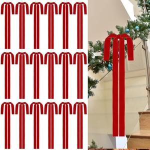 18 Pack Velvet Christmas Bows 23.5x15.5 in Long Velvet Bow Ornaments Christmas Swag Rustic Premade for Xmas Tree Topper Wreath Garland Staircase Door Outdoor Fireplace Holiday Decor Pack of 2