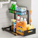 Under Sink Organizer Storage 2-Tier Premium Metal Pull-Out Racks, Height Adjustable, Easy Installation | Kitchen & Bathroom Organizers (1 Pack, Black)