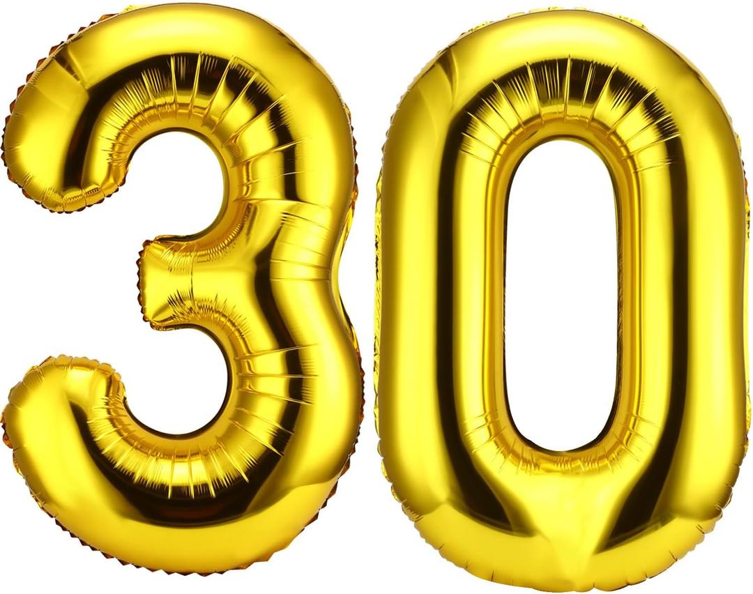 40 Inch Number 30 Balloons Jumbo 30 Foil Giant Number 30 Balloons for 30th Birthday Party Decorations and Rip to My 20s Anniversary Event(Gold) (Gold)