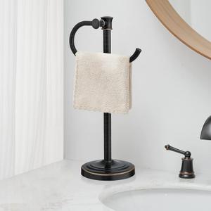 BESy 17 Inch Oil Rubbed Bronze Stand Towel Bar Hanger Hand Towel Bar Bathroom Vanity Countertop Towel Holder Free Standing Stainless Steel Towel Ring Hardware Accessories Towel Rack