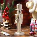 DEARMAMY 8in Christmas Unfinished Wooden Nutcracker to Paint, Natural Wooden Unpainted Nutcracker Puppet for Christmas Decor DIY Craft (with Base)