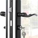 MaxxGeek Flat Slot Storm Door Handle Complete Set, Mortise Keyed Lever Mount Latch with Deadbolt for Screen and Storm Doors (Matte Black)