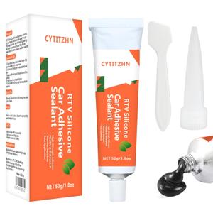 RTV Silicone Sealant Adhesive, 100% Waterproof Silicone Caulk, Strong Adhesion, Shrink & Crack Resistant, All-Purpose Caulk for Car, Kitchen, Bathroom, Window & Door Sealing  3.4 Fl. Oz (Black)