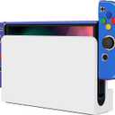 PlayVital AlterGrips Protective Slim Case for Nintendo Switch OLED, Ergonomic Grip Cover for Joycon, Dockable Hard Shell for Switch OLED w/Thumb Grip Caps & Button Caps