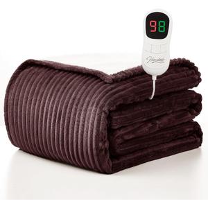 Homemate Electric Heated Blanket Full Size - 72"x84" Heating Blanket Full Size 1/2/4/6/8 Hours Auto-Off 10 Heat Level Over-Heat Protection Soft Flannel Sherpa ETL Certification