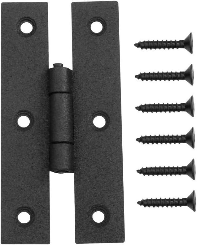 Renovators Supply Manufacturing Black H Cabinet Hinges 3 in. Wrought Iron Kitchen Cabinet Hinge with Hardware (Pack of 1)
