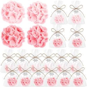 Demissle 40 Pcs Hydrangea Baby Shower Favors Flower Scented Soaps Party Favors Gifts for Guests with Thank You Card for Baby Bridal Shower Wedding Party (Pink)