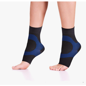 Wanderlust Plantar Fasciitis Sleeves - Open Toe Compression Socks With KT Tape, L Size, Pack of 2