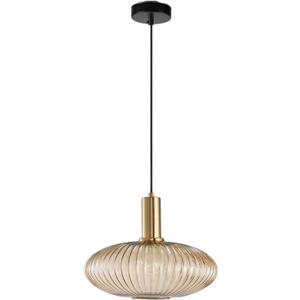 11.8'' Glass Pendant Light,Gold Copper Pendant Light Socket with Amber Glass Pendant Lamp Shade,LED Hanging Lamp (Amber)