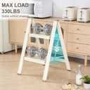 Valeo 2 Step Ladder,Lightweight Folding Step Stool with Wide Anti-Slip Pedal, 330LBS Capacity, Heavy Duty,Sturdy Iron Metal Step Stool for Home, Kitchen, Closet, Adults, Cream White