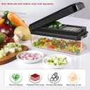 Vegetable Chopper, Onion Chopper Dicer, Mandoline Slicer, Food Chopper with Container, Vegetable Cutter for Salad Potato Carrot Garlic2 Blades, Black