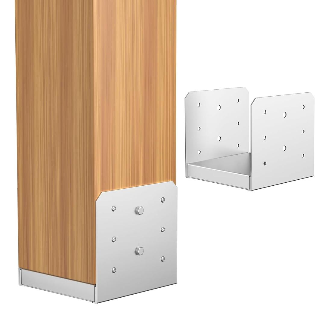 SPACEEUP 6x6 Post Base 2 Pcs, Inner Size 5.6"x5.6" Deck Post Base, Stainless Steel Post Anchor Fit Wood Post Brackets for Decking Porch Railing Support