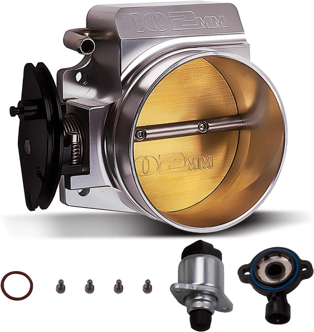 maXpeedingrods 102mm Throttle Body Assembly with TPS IAC Throttle Position Sensor for Chevy LSX LS LS1 LS2 LS7 Silver