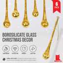 Red Co. 6" and 8" Decorative Golden Glass Icicle Drop Hanging Christmas Tree Ornaments, Holiday Season Dcor  Set of 6