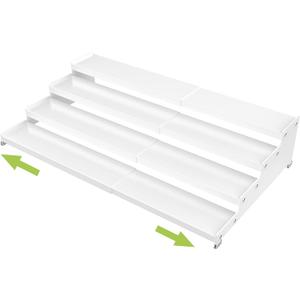 Jojocross Expandable 4-Tier Step Spice Rack Organizer for Kitchen Cabinet Modern Design and Non Skid Space Saving Storage Shelf for Countertop Cabinets Pantry(1Pack/White)
