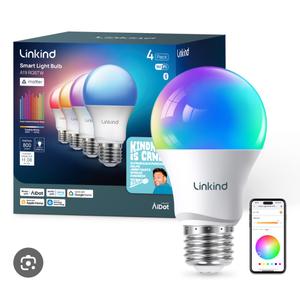 Linkind A19 Matter Smart Light Bulb, Color Changing Smart Bulb, 9W, 800lm, E26 Base, Jimmy Darts Version (4 Pack), 2025 Upgraded