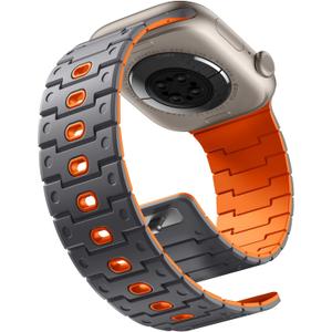 Bandletic Compatible with Apple Watch Ultra Bands for Men 49mm - Comfortable Magnetic Strap with Secure Buckle for iWatch Band Ultra 49mm 46mm 45mm 44mm 42mm Series 11/10/9/8-1 SE3, Space Gray/Orange