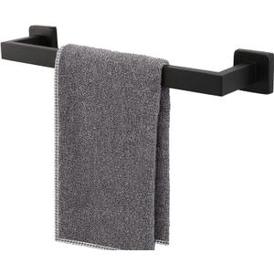 TocTen Bath Towel Rack - Square Base Thicken SUS304 Stainless Steel Towel Bar for Bathroom, Bathroom Accessories Towel Rod Heavy Duty Wall Mounted Towel Holder. (Black, 16)