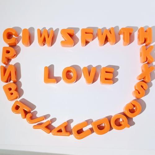 26PCS Large 6mm Hole Letter Beads, 20mm Acrylic Beads A to Z,for DIY Jewelry Making Kit Friendship Bracelet Key Chain and Bag Charms (26 A to Z Orange)