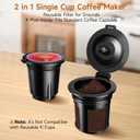 Small Single Serve Coffee Maker, Fast Brew One Cup Coffee Machine for K Cup and Grounds, 6 to 12 oz. Brew Sizes, Capsule Coffee Machine with Descaling Reminder and Viewing Tank, White (9.45 Inches)