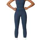 Womens Workout Sets Two Piece Seamless Stretch Cross Back Tank Top Matching Tummy Control High Waist Leggings Set 2 Piece For Women Gym Yoga Active Wear Outfits Athletic Work Out Clothes Dark Blue S