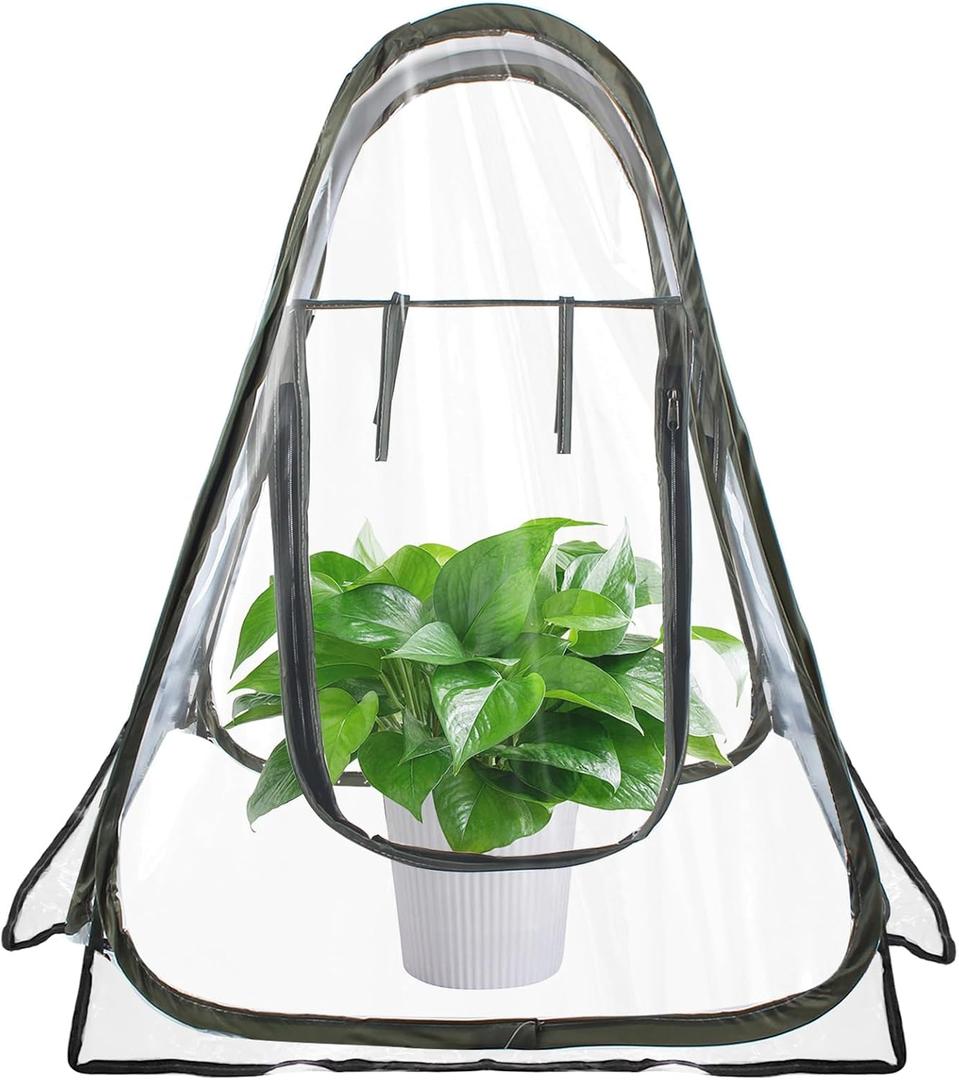 DEDU Pop Up Tent, Small Portable Greenhouse Cover 27"X27"X31" with 4 Fixed Nails and Tools, Mini Greenhouse Tent PVC Cover for Small Plants Outdoor & Indoor Use