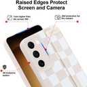 OOK Compatible with Samsung Galaxy S23 Plus Silicone Phone Case with Strap, Trendy Checkerboard Pattern for Women Girls, Adjustable Finger Strap Kickstand Slim Protective Cover, White Checkered