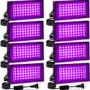 8 Pack 50W Black Light, LED Blacklight Flood Light with US Plug and Switch, Black Lights for Glow Party,Halloween,Body Painting,Birthday Party,Fluorescent Painting and Fluorescent Tapestry