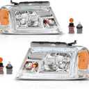 LED Headlights Assembly Fit Ford F150 2004-2008/2006-2008 Lincoln Mark LT | Driver and Passenger Side,Clear Lens Chrome Housing Amber Reflector,DOT Approved,Fit F150 2004-2008 Headlamps,Waterproof