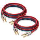 AutCreation Speaker Cable Wire with Banana Plugs,14 AWG HiFi Pure Copper Speaker Wire,99.9% OFC Stranded Copper Wire,Gold Plated Banana Tip Plugs,Red/Blue (1.5M(4.9ft))