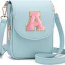 Crossbody Purse for Teen Girls Small Initial Cell Phone Toddler Purse Leather Triple Compartment Crossbody Bags (Icing Blue)