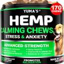 YUMA'S Hemp Calming Chews for Dogs - Advanced Dog Calming Chews - 170 Chews - Anxiety Relief Treats - Separation Aid, Barking, Stress Relief, Thunderstorms - Melatonin - Hemp Oil - Made in USA, BBD 08/2026