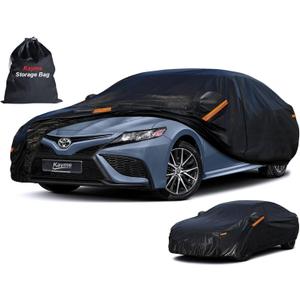 Kayme 7 Layers Heavy Duty Car Cover Waterproof All Weather, Full Exterior Cover Outdoor Snow Sun Uv Protection with Zipper for Automobiles, Universal Fit for Sedan (186-193 Inch)