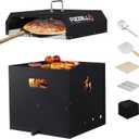 PIZZELLO 4-in-1 Outdoor Pizza Oven 16" Wood Fired Outside Oven 2-Layer Detachable Pizza Maker with Pizza Stone, Pizza Peel, Cover, Cooking Grill Grate, Pizzello Gusto