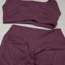 OMKAGI 2 Piece Workout Sets for Women Halter Sports Bras Gym Sets Booty Leggings Outfits (Medium, Violet Purple)