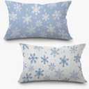 Exqcom Blue Christmas Snowflake Winter Pillow Covers 12x20 Set of 2, Christmas Snowflake Decor, Xmas Winter Holiday Lumbar Pillow Covers for Home Living Room Bedroom Sofa Couch