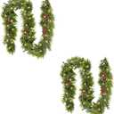 2PCS 6FT Christmas Decor Artificial Norfolk Pine Garland, Realistic Artificial Garland Greenery for Fireplace Table, Mantle Wall, Indoor Outdoor Winter Holiday Decorations(2, 6FT)