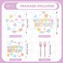 96Pcs Rainbow Birthday Party decorations Smile Face Rainbow Plates and Napkins Pastel Theme Disposable Paper Tableware Set for Colorful Kids Birthday Baby Shower Party Supplies Serves 24