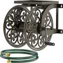 GOFORWILD Garden Wall Mount Hose Reel, Decorative Hose Reel, Garden Heavy-Duty Water Hose Holder Winder, Holds 200-Feet of 5/8-Inch Hose 7213
