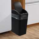 Cand 1 Pack 4 Gallon Garbage Can, Plastic Trash Can with Swing Lid, 16 L (Black)