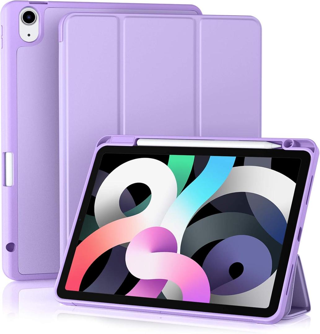 Akkerds Compatible with iPad Air 11 Inch Case 7th/6th Generation (M3/M2) 2025/2024, for iPad Air 5th/4th Generation Case 10.9 Inch 2022/2020 with Pencil Holder[Auto Sleep/Wake], Lavender