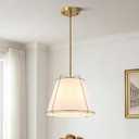 Modern Drum Pendant Light, 12.6" White Fabric Shade,